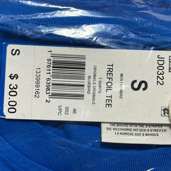 NEW with Tags Adidas Men's Original Trefoil Tee T-shirt in Bluebird Size Small - Picture 3 of 3